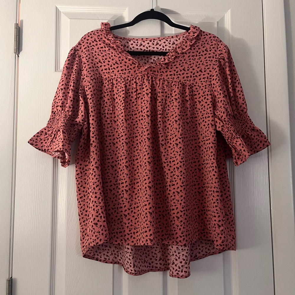 Eytino Plus Size Floral Print Babydoll Blouse – Pink